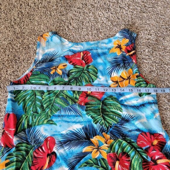 Gloria's Fashions Blue Womens Floral Tropical Print Sleeveless Summer Dress, M - Picture 13 of 15